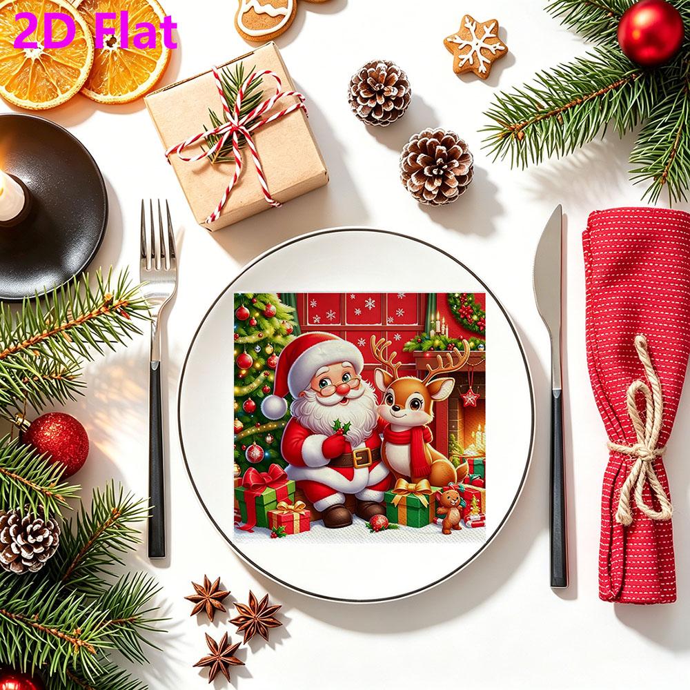 20pcs Disposable Napkins with The Elderly and Elk Pattern Print for Wedding,Parties,and Daily Use for Thanksgiving Fall Christmas Table Decoration
