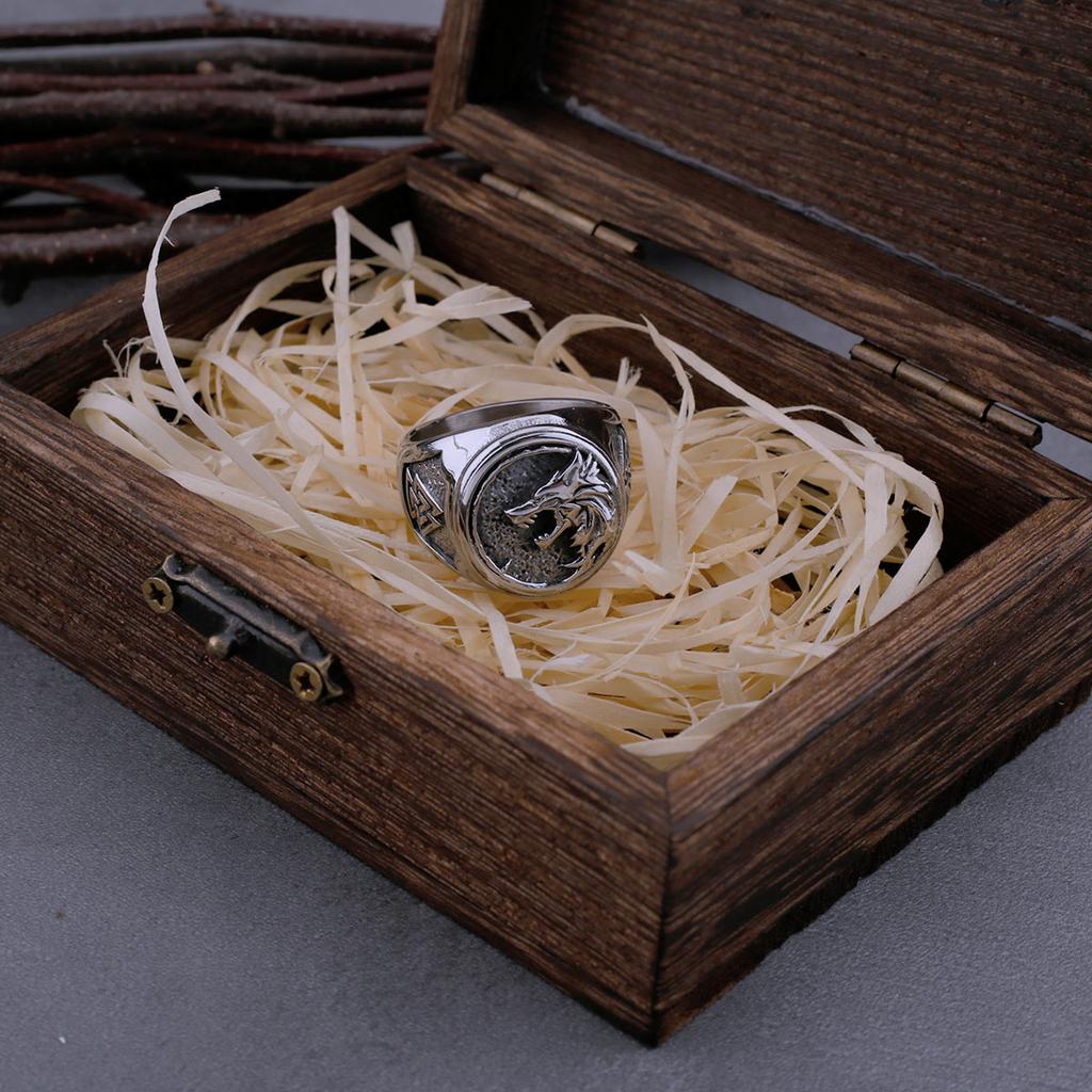 Viking Wolf Head Odin Rune Stainless Steel Ring Men's Fashion Domineering Hip-hop Street Men's Ring High-quality Jewelry
