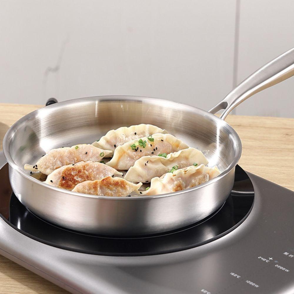 Uncoated Frying Wok Flat Bottom Fried Steak Pot Durable Saucepan  Home