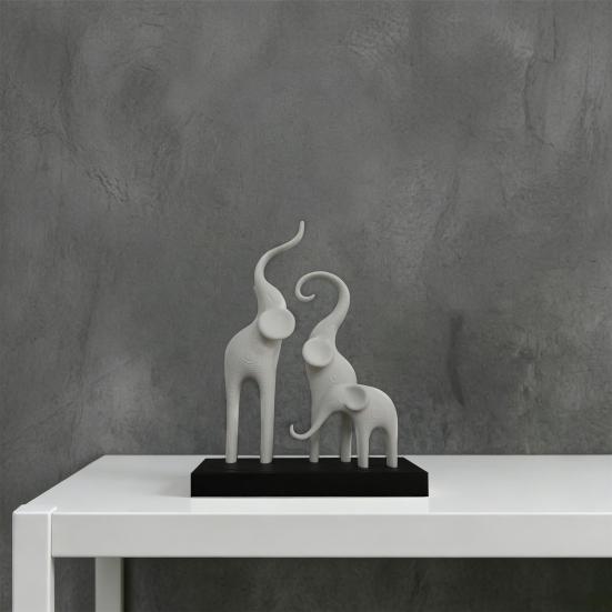3D-gedruckte Elefantenfamilien-Statue Figur, Mama Papa und Tierbaby Kunstskulptur, Elefantendekorationen für Wohnzimmer Bücherregal Schrank Schreibtisch Tisch