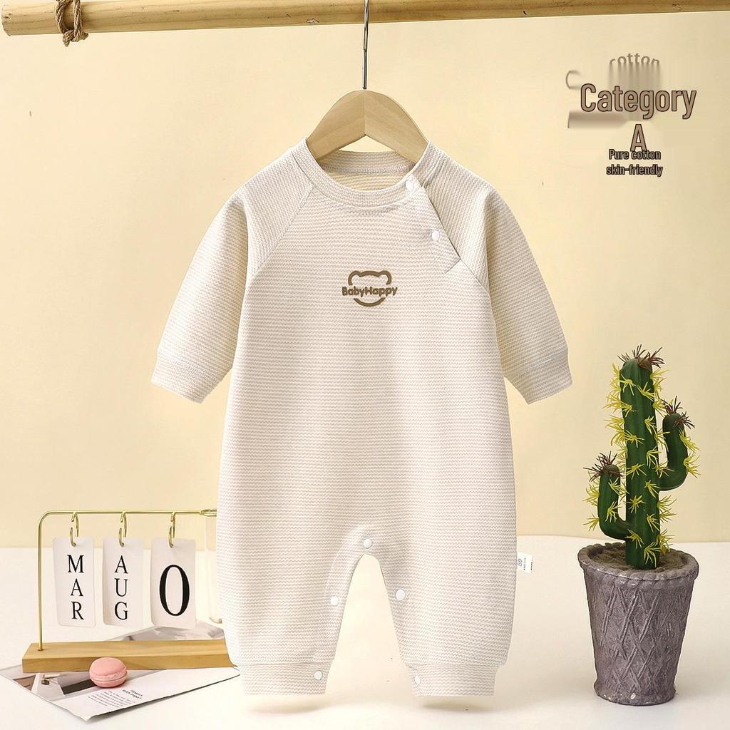 Pure Cotton Baby Romper: Spring & Autumn Long Sleeve Pajamas for Boys & Girls