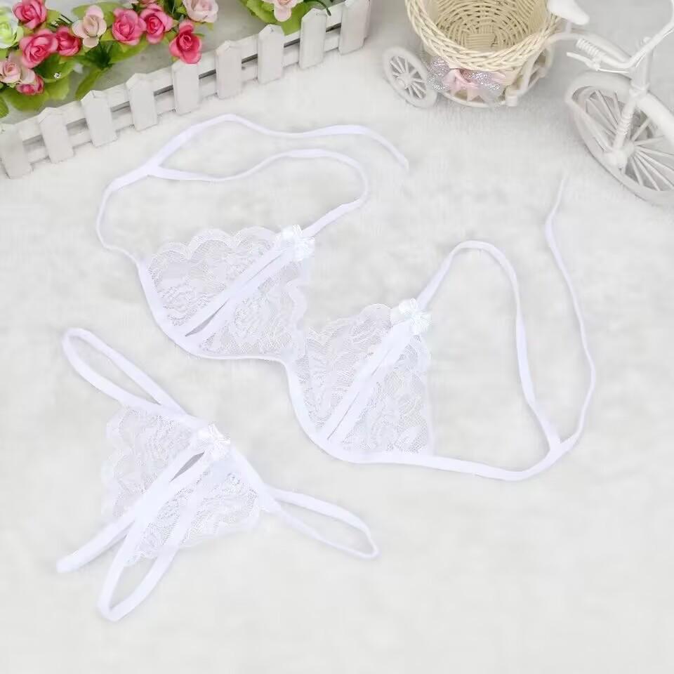 Seductive Lace See-Through Lingerie Set with Open Crotch