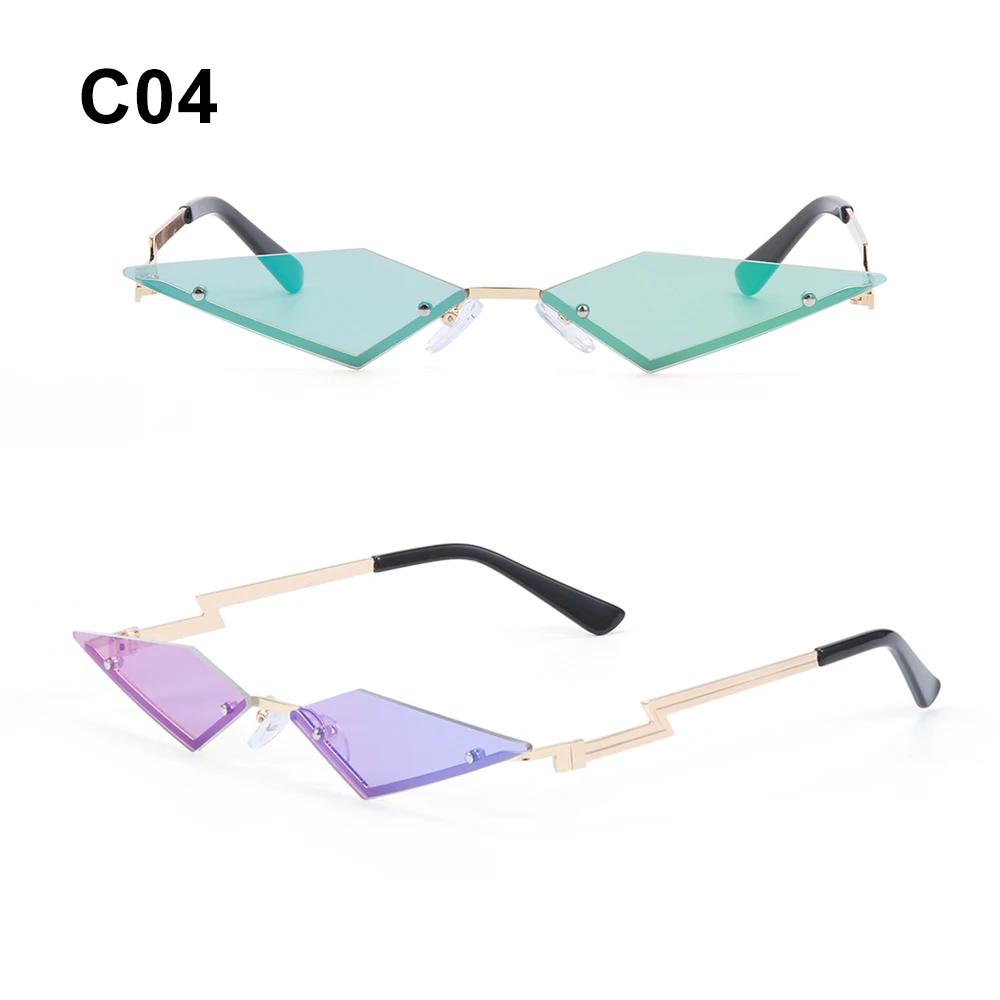 1PC Fashion Rimless Sunglasses Women Men Diamond Shape True Film Sun Glasses UV400 Trending Vintage Streetwear Narrow Eyewear