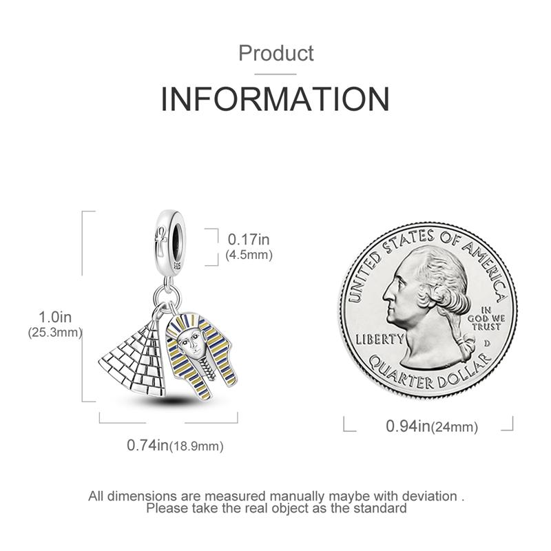 Charms Original Copper Pyramid Pharaoh Pendant Beads Fit Bracelet Women Jewelry Diy Fine Gift Accessory