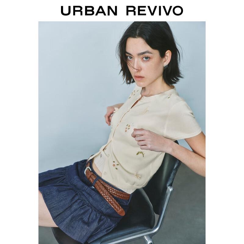 UR Women's 3D Bow & Floral Short Sleeve Knit Cardigan