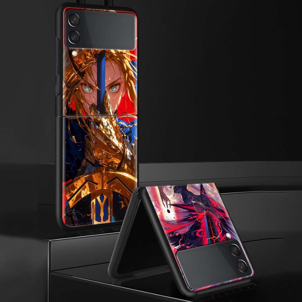 Fate Zero Stay Night Saber Phone Case For Samsung Galaxy Z Flip 7 6 5 4 3 5G Shockproof Cover Z Flip7 Flip6 ZFlip5 Flip3 Flip4 L