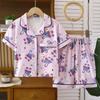 Kids Summer Cartoon Print Short Sleeve Pajama Set Thin Collar Home Wear For Boys And Girls Air Conditioned Room Sleepwear