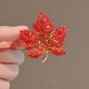 Elegant Red Maple Leaf Brooch for Women: Luxurious, Versatile Autumn/Winter Suit Accessory