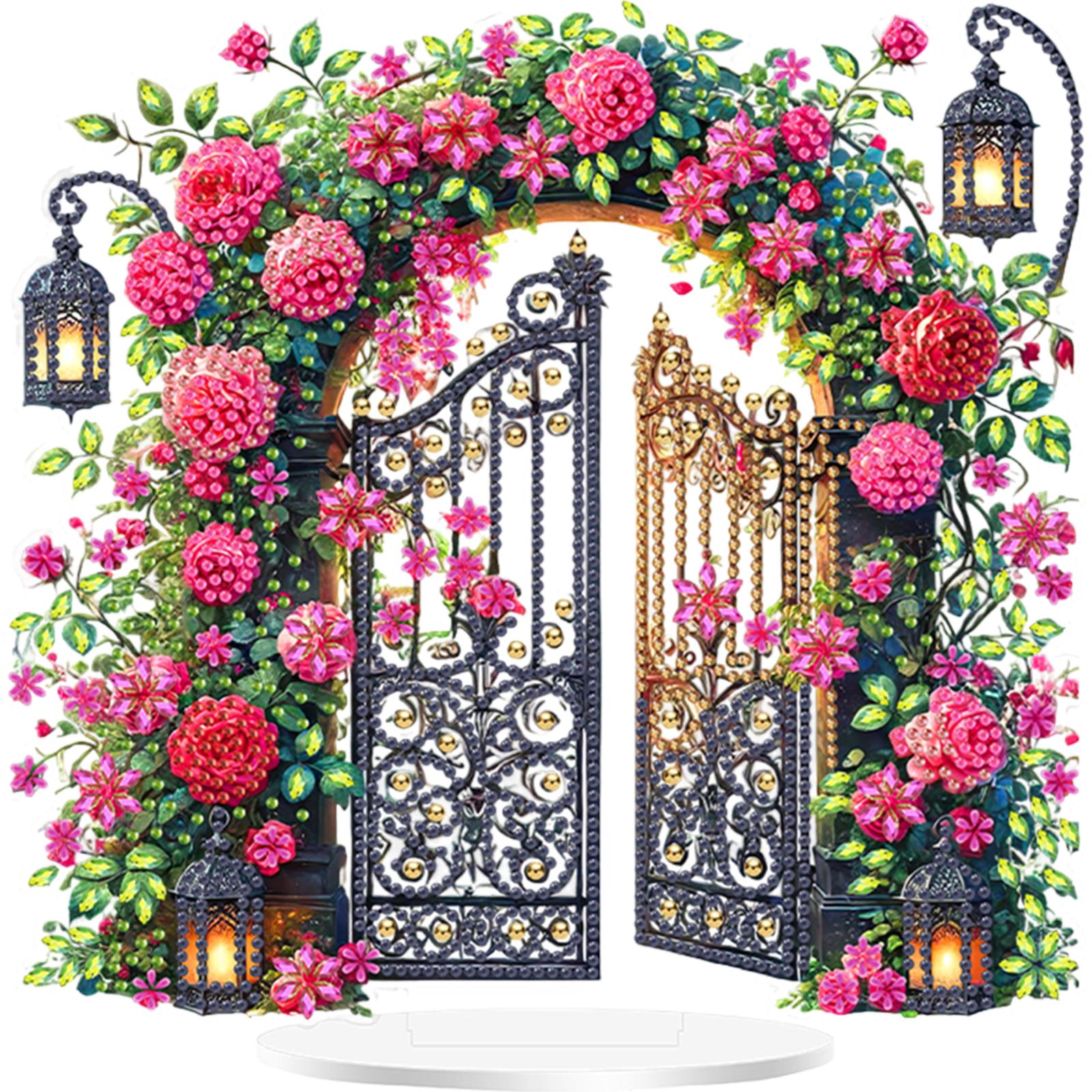 

Acrylic 2D Flat Print Flower DIY Diamond Painting Desktop Ornaments Kit Diamond Painting Desktop Decorations for Adults Beginner