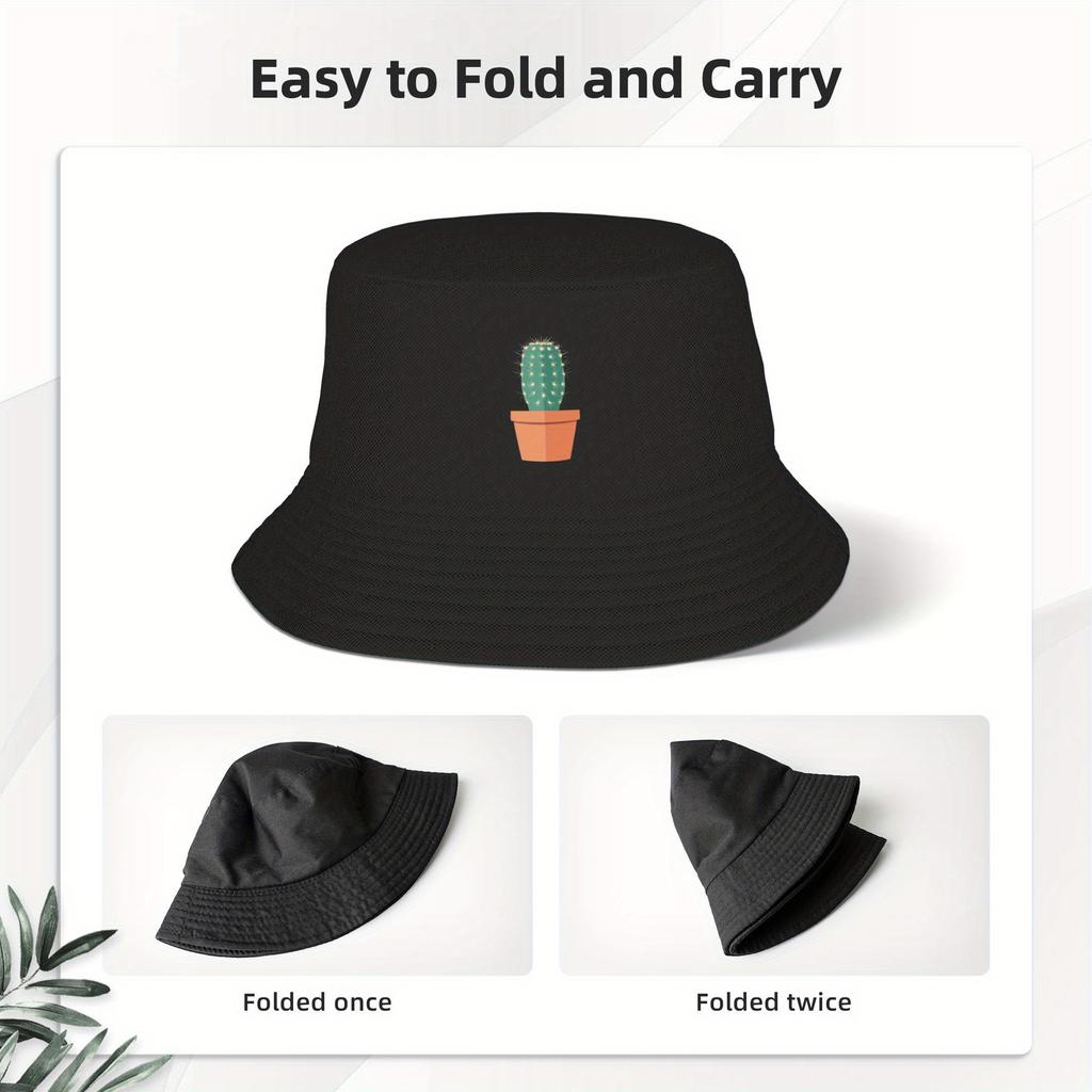 Interesting Cactus Printed Fisherman Hat, Fashionable and Versatile for Both Men and Women, Suitable for Shopping and Dating