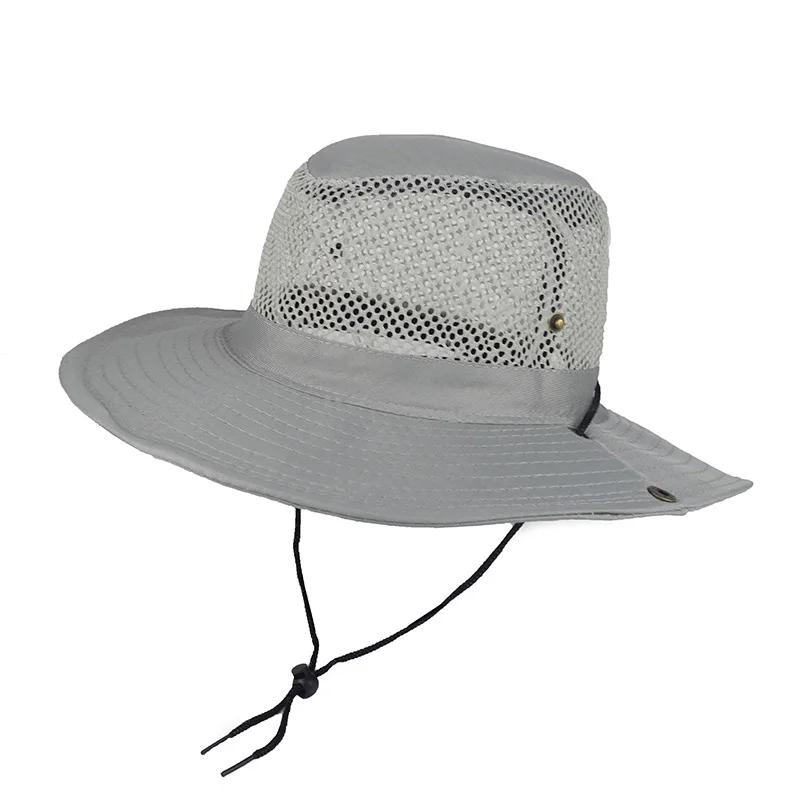 Men and Women Outdoor Use Beach Seaside Sun Hat Shade Breathable Bucket Hat Male Summer Fishing Trekking Collapsible Mesh Fisherman Caps