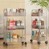 4 Tiers Storage Shelf Rolling Cart Snack Acrylic Mobile Shelf with Wheel Multi-layer Cart for Bathrooms Toiletr Storage Trolley