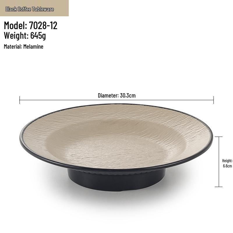 Melamine Straw Hat High-Footed Deep Plate for Pasta, Cold Dishes, and Mixed Noodles - Restaurant Tableware