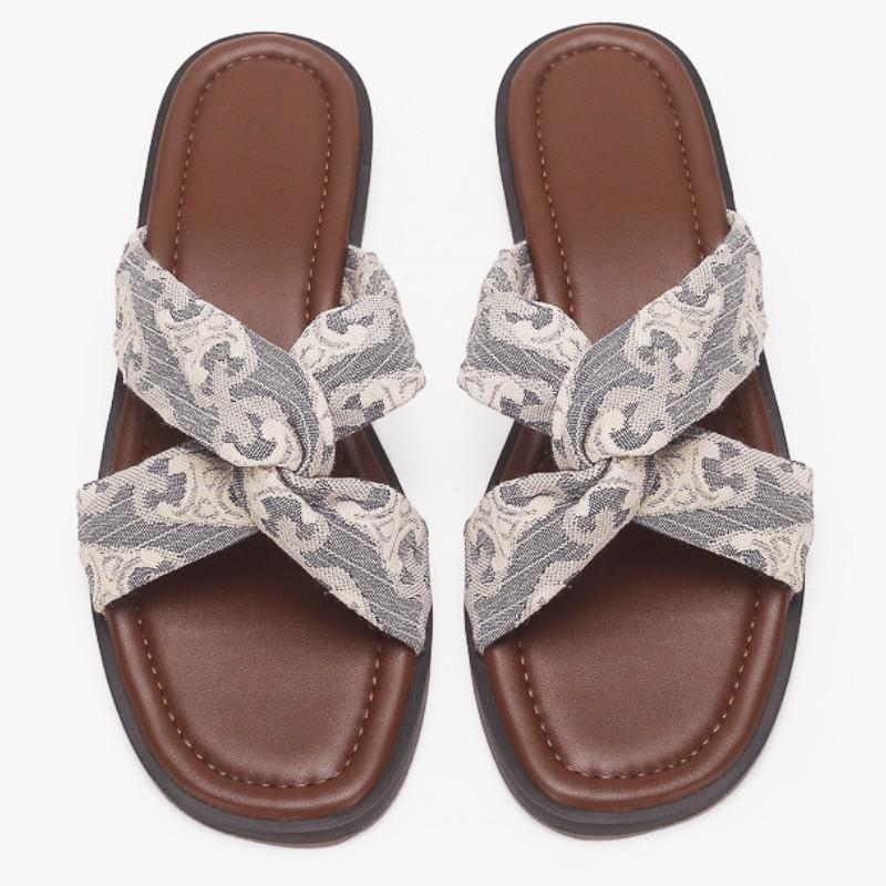 Fashion Cross Tied Open Toe Women Slippers Fashion Concise Satin Non-slip Roman Shoes Summer Casual Comfortable Flat Vacation Beach Shoe