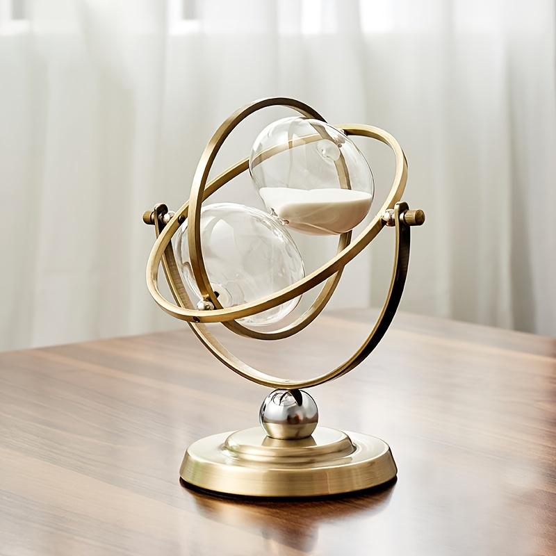 Antique Metal 30-Minute Hourglass Sand Timer, 720° Rotating White Sand Clock, Vintage Desk Decor, Home & Wedding Decoration