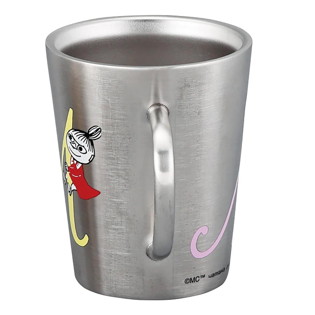 Moomin Stainless Steel Retains Diameter 9 x Initial Birthday Miscellaneous Made in Mug, Heat-resistant, heat, Double-walled, 360ml, approx. 11cm, "M",