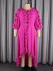 Plus Size Elegant Rose Red Chiffon Evening Gown with Ruffled Irregular Hem