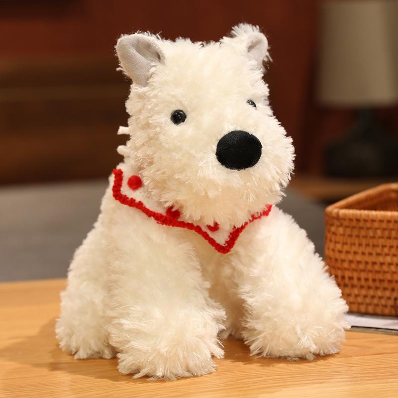 Simulated West Highland Dog Doll Plush Toys Puppy Doll Children's Sleeping Soothing Doll Birthday Gift
