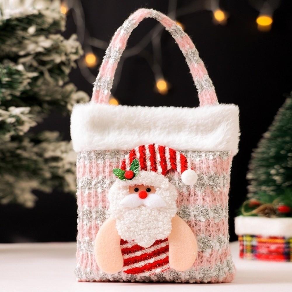 3D Snowman Christmas Gift Bag Knit Christmas Apple Bag Cute Plush Storage Bag  Xmas Holiday