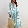 Women's Fashion Casual Bohemian Style V-Neck Long Sleeve Long Dresses Dresses
