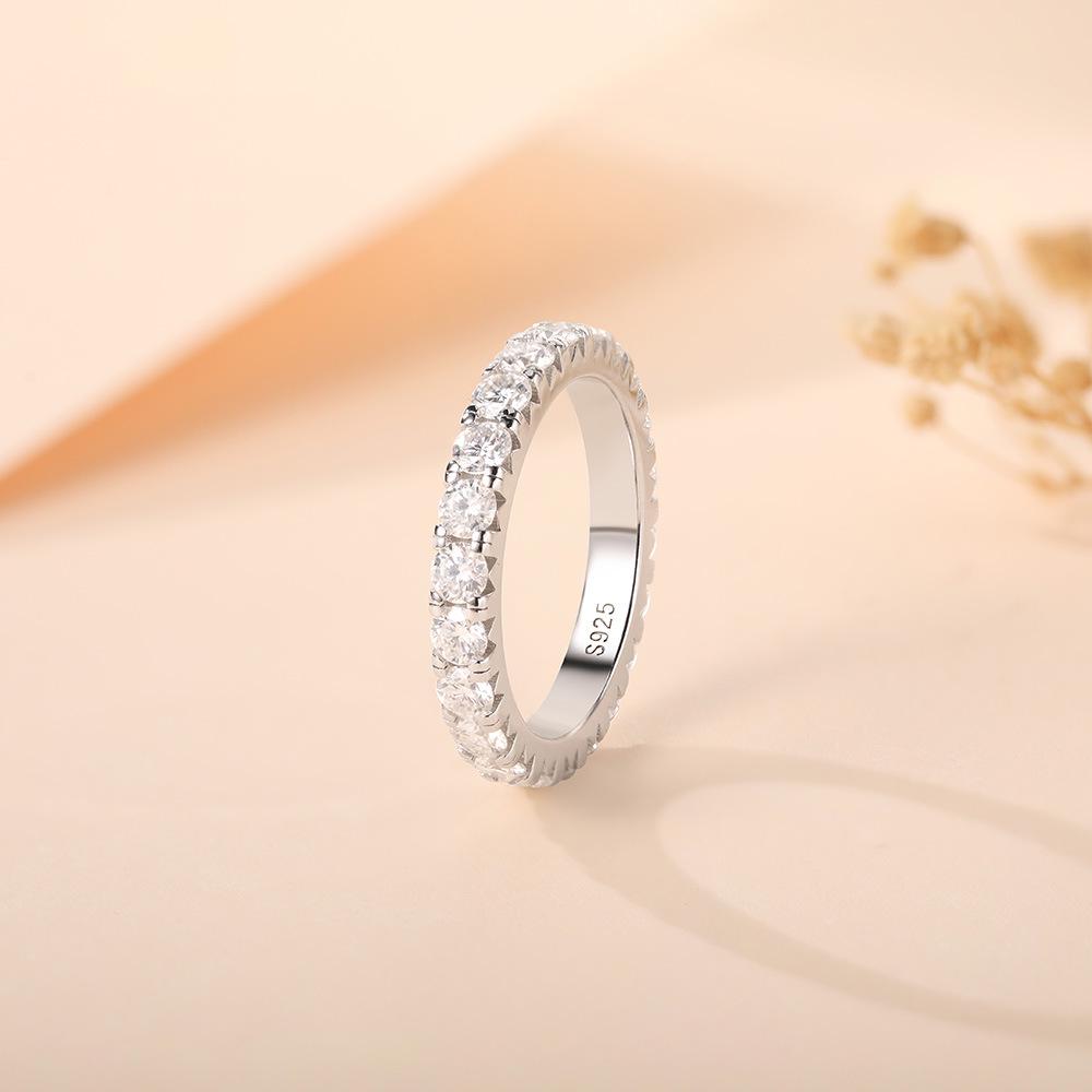 18K Gold-Plated 925 Sterling Silver Moissanite Band Ring for Women