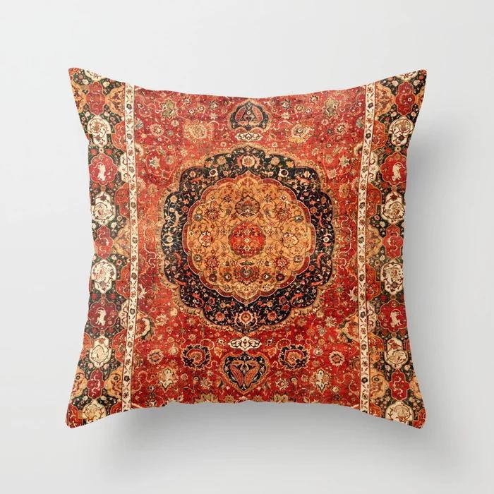 Ethnic Style Pattern Square Polyester Pillowcase, Sofa Living Room Decorative Cushion Cover, Bedroom Bedside Pillow Cover