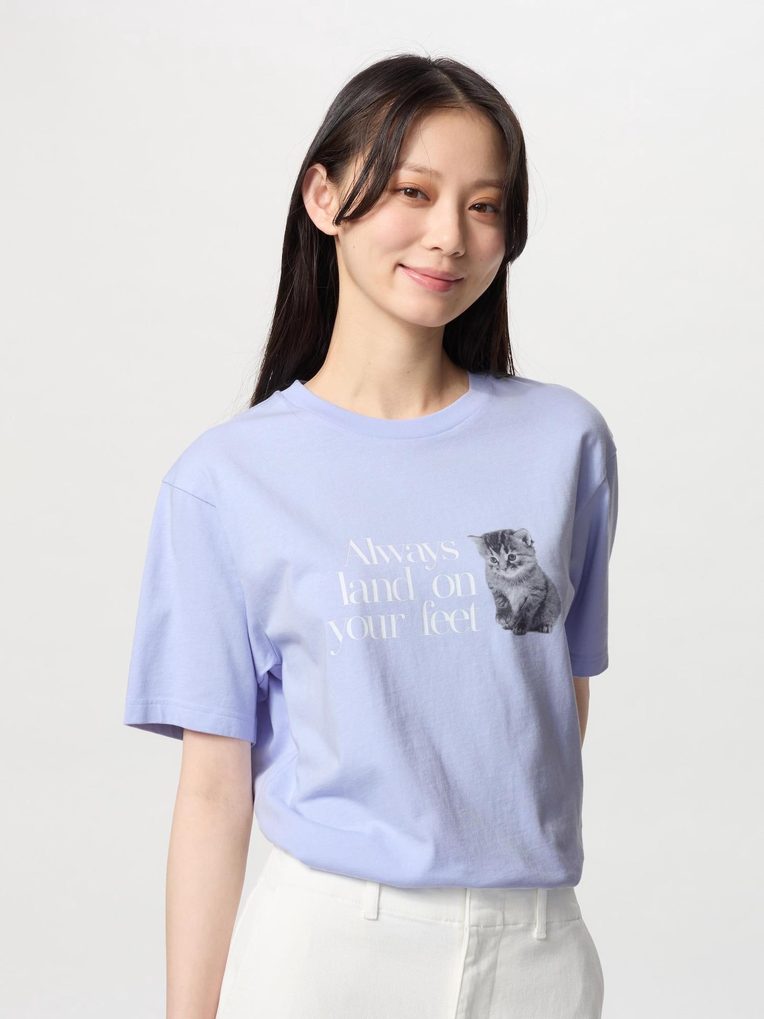 

Uniqlo Japan Cat Photograph Ut Свободный крой 60 LIGHT BLUE/XS