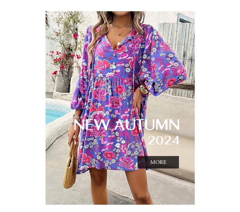 Di Yun Women's Casual Vacation Rayon Print Long Sleeve Dress - 2024 Spring/Summer Collection