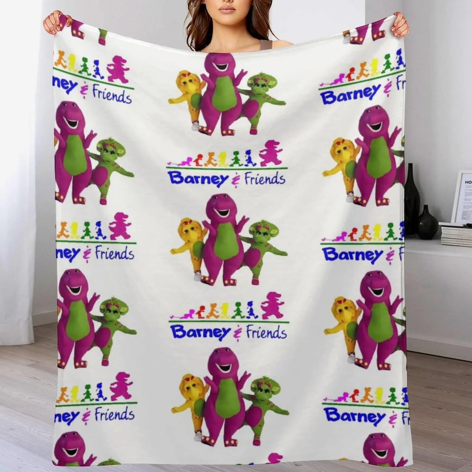 Creative Homewares Unisex White Barney The Dinosaur And Friends Throw Blanket Spring Fall Cozy Throw Blanket For Couch