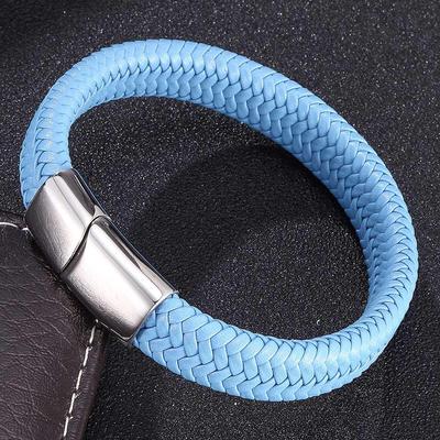 Elegante Bracciale da Uomo in Acciaio Titanio e Pelle