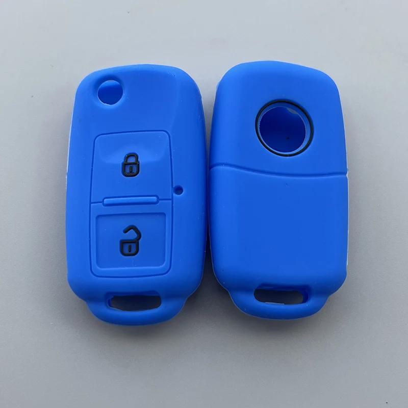 Silikon Autoschlüsselhülle Abdeckung Für Vw Volkswagen Amarok Polo Golf Mk4 Bora Jetta Altea California T4 Für Seat Altea Für Skoda blue