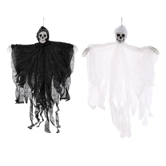 Halloween Hengende Skalle Spøkelse Skummel Grim Reaper Skjelettdekorasjon for Utegård Veranda Spøkelseshus Festdekor