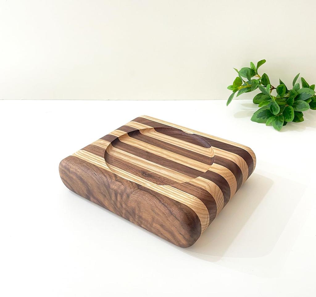 KATOMOKU Cat Walnut x White Table, 1-bowl, Ash, km-124ST (Feeding Stand)