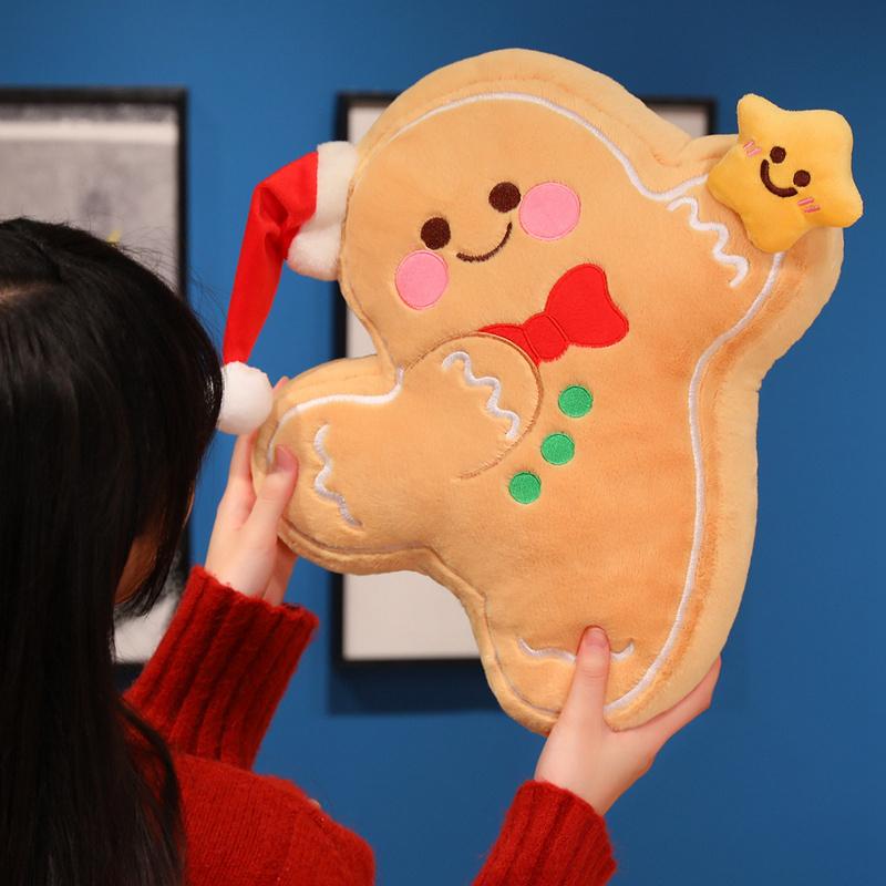 Star Wish Gingerbread Man Plush Kawaii Sweet Doll Christmas Biscuit Lovely Toy Pillow Cushion Soft Gift For Kids Friend