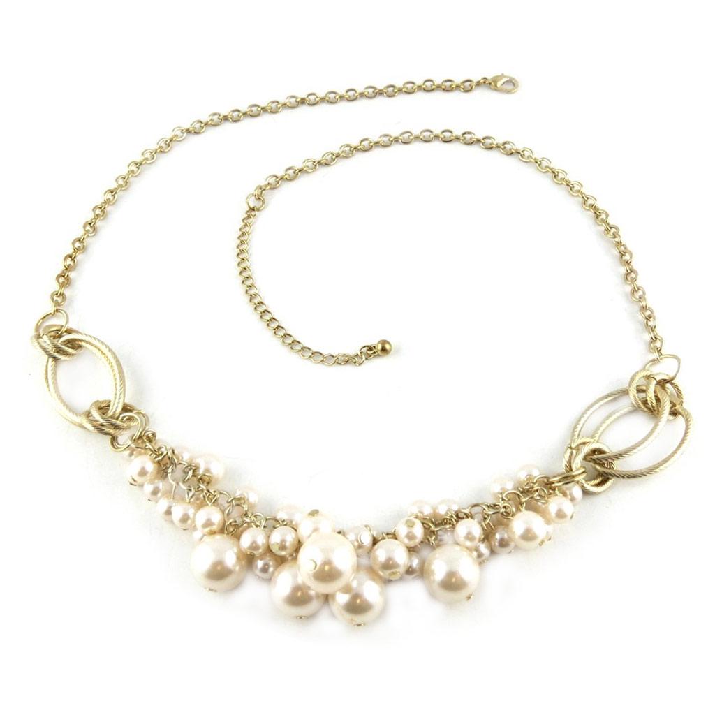 Les Trésors De Lily [L2677] - Gold Ecru 'Sissi' Necklace