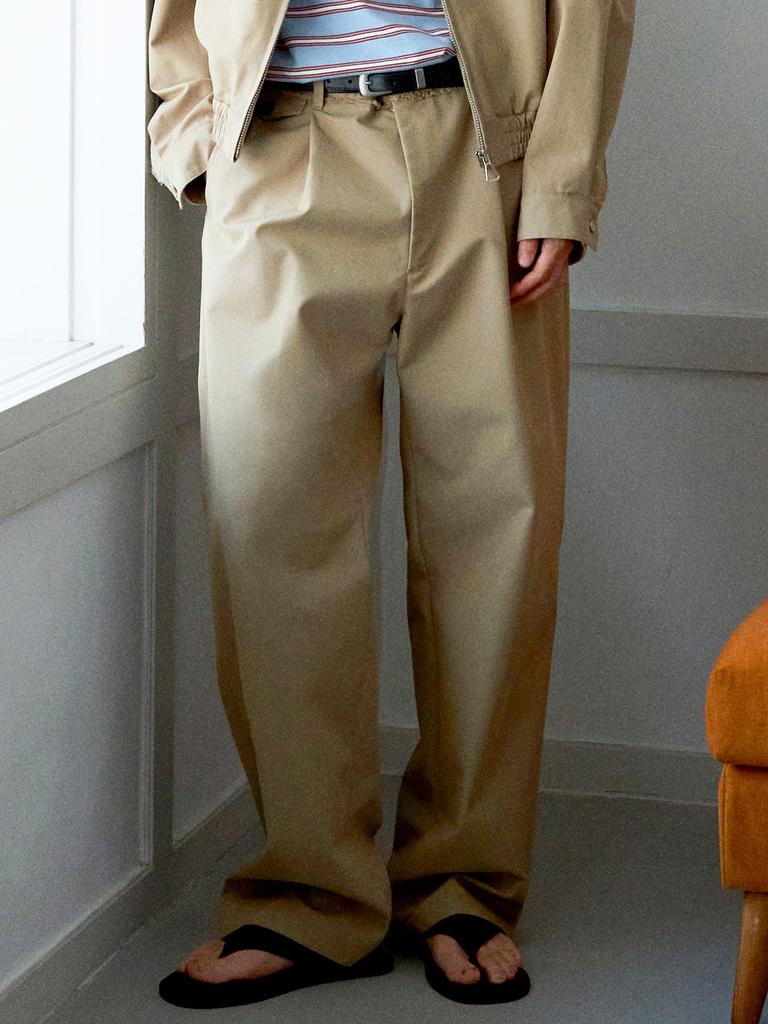 DTHIRTYONE Wide Fit Pants With Raw Detail (Beige)