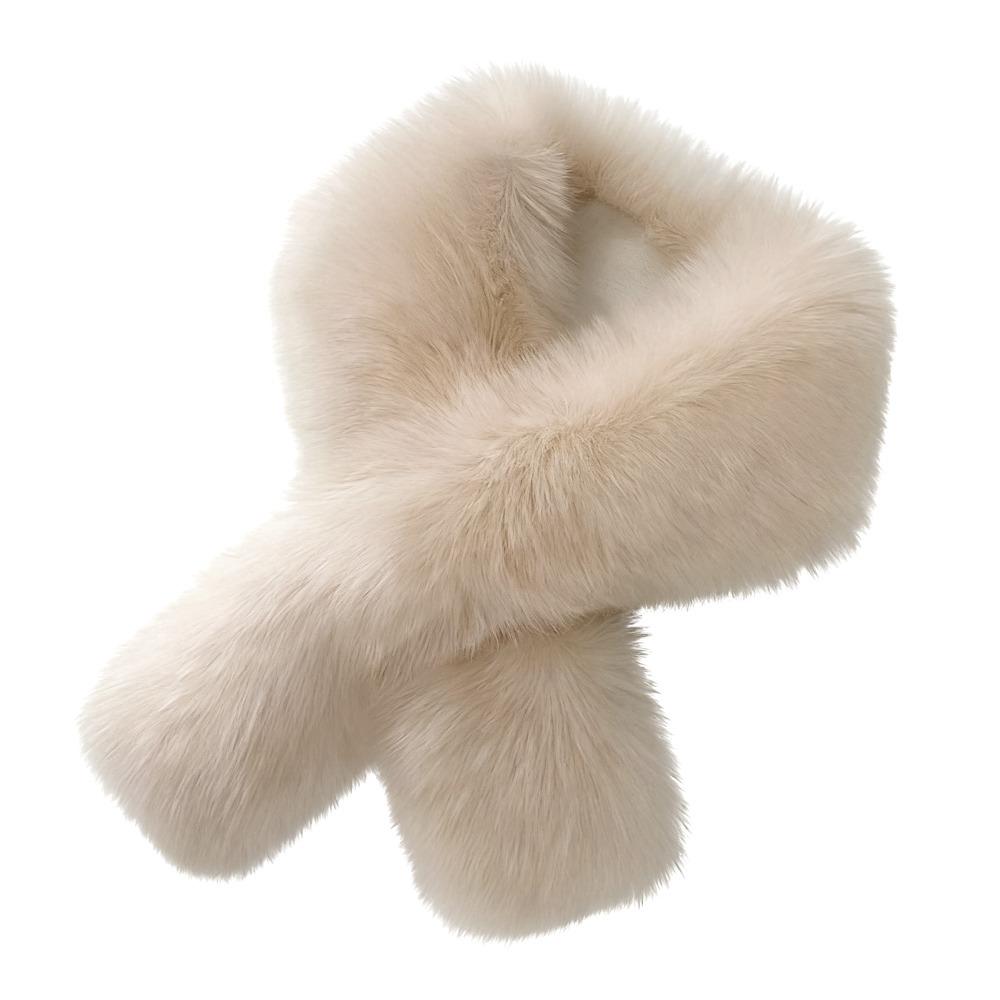 Versatile Faux Fox Rabbit Fur Collar Scarf Solid Color Neck Warmers Cozy Faux Fur Scarf  For Women