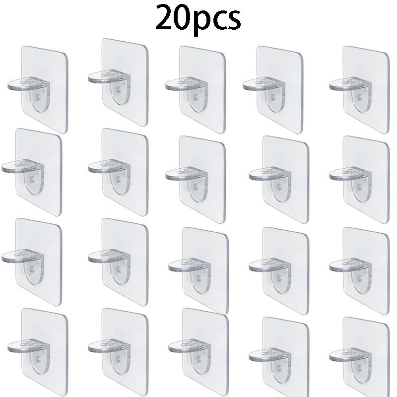 Shelf Support Sticky Nail Self-adhesive Wardrobe Shelf Support Clip Wall Hanging Rack Partition Punch-free Hook Strong Bracket
