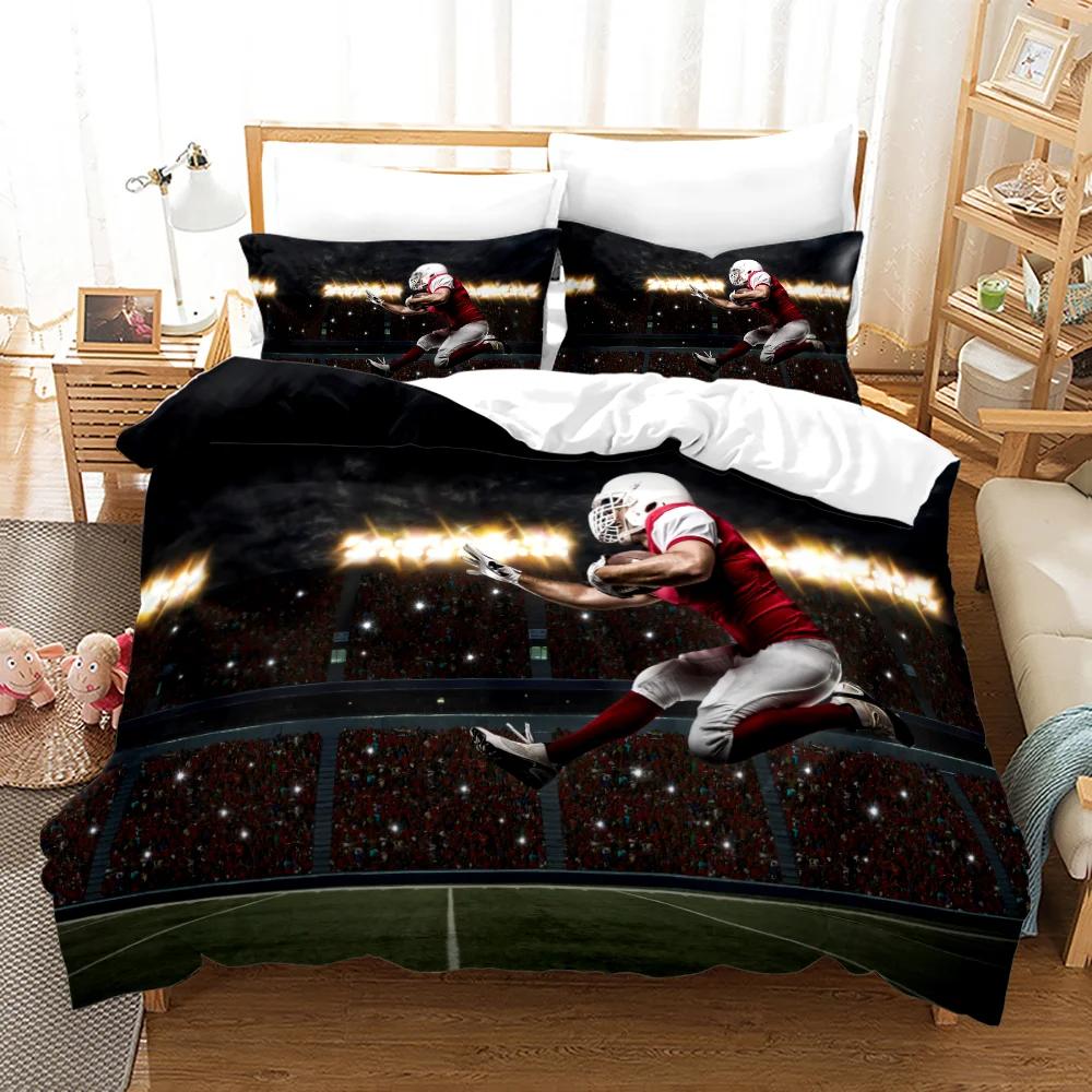 Rugby Duvet Cover Set With Pillowcase Ball Sport Comforter Bedding Set Quilt Cover American Football Queen King Size For Boys