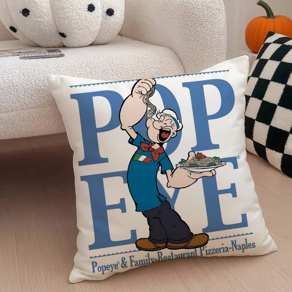 Classic Anime P-Popeye Pillow Case Anti-Dustmite Pillowcase Invisible Zipper Silky Short Plush Sofa Cushion Cover