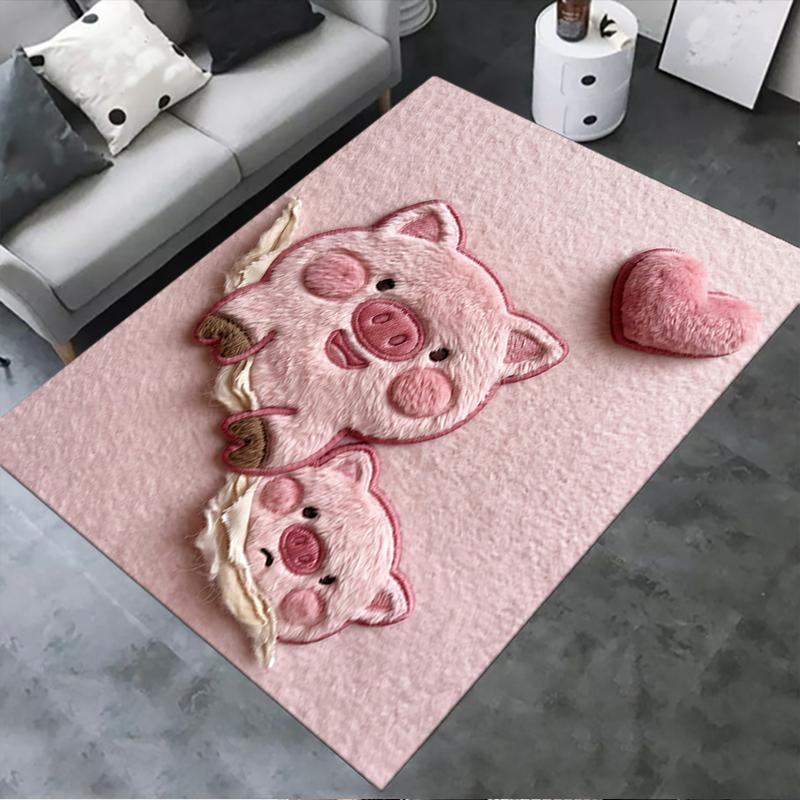 2025 New Cute Pink Pig Carpet Rug for Living Room Bedroom Home Sofa Decoration,Kids Play Non-slip Floor Mat
