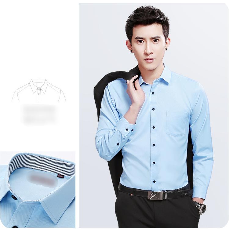 White Shirt Men's Long-sleeved Solid Color Men's Shirt Loose Non-iron Business Black Thin Cotton Shirt