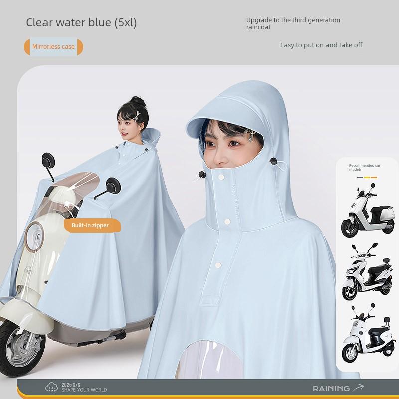 Electric Vehicle Raincoat, Single-Person Long Style, Full-Body Storm-Proof, Thickened and Enlarged Rain Poncho, Unisex, Specifically for Motorcycles