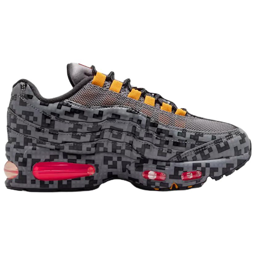 LEGO x Nike Air Max 95 Pixel Camo Kinder-Sneaker Schwarz Rauchgrau Metallisch-Silber-Schwarz-Universitäts-Gold-Volt-Hyper-Pink IO4799-001