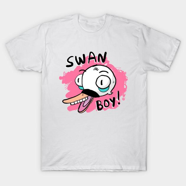 

Men Black Print T-shirt Swan Boy! No-Cut Transfer Paper Print Cotton Tshirt L білий