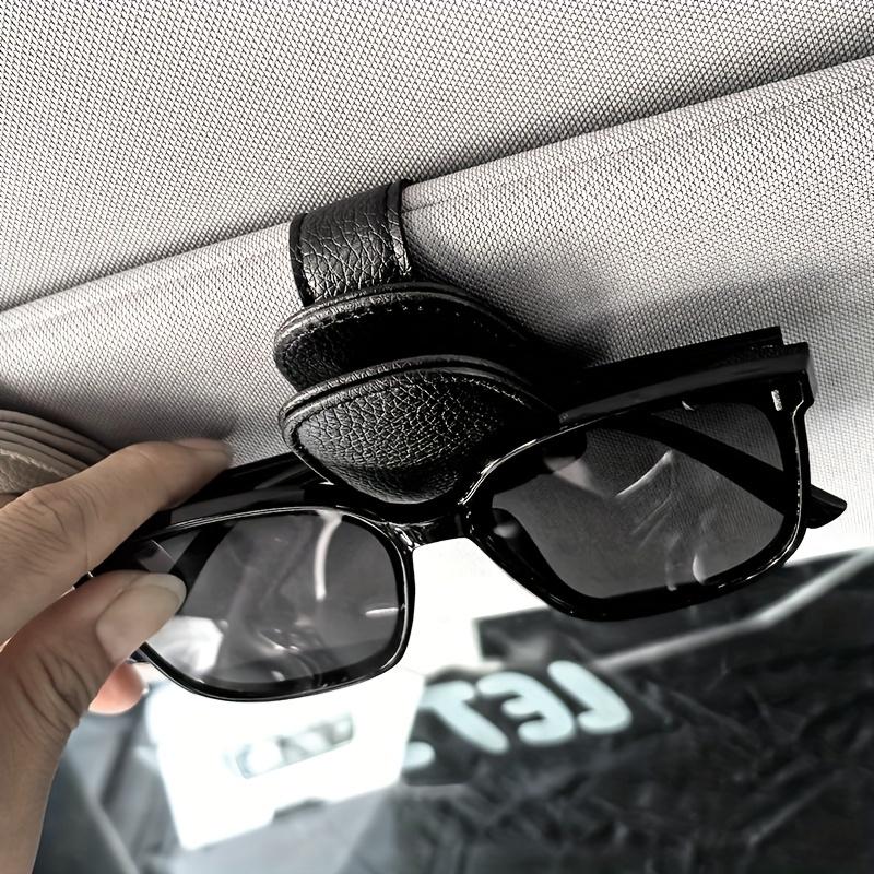 1pc Universal Car Sun Visor Glasses Clip | PU Material, Auto Eyeglasses Holder, Vehicle Interior Accessories, Eyewear Storage Bracket