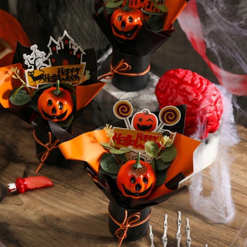 Practical Plastic Halloween Floral Feature Bats Pumpkins For Indoor And Outdoor Holiday Decoration