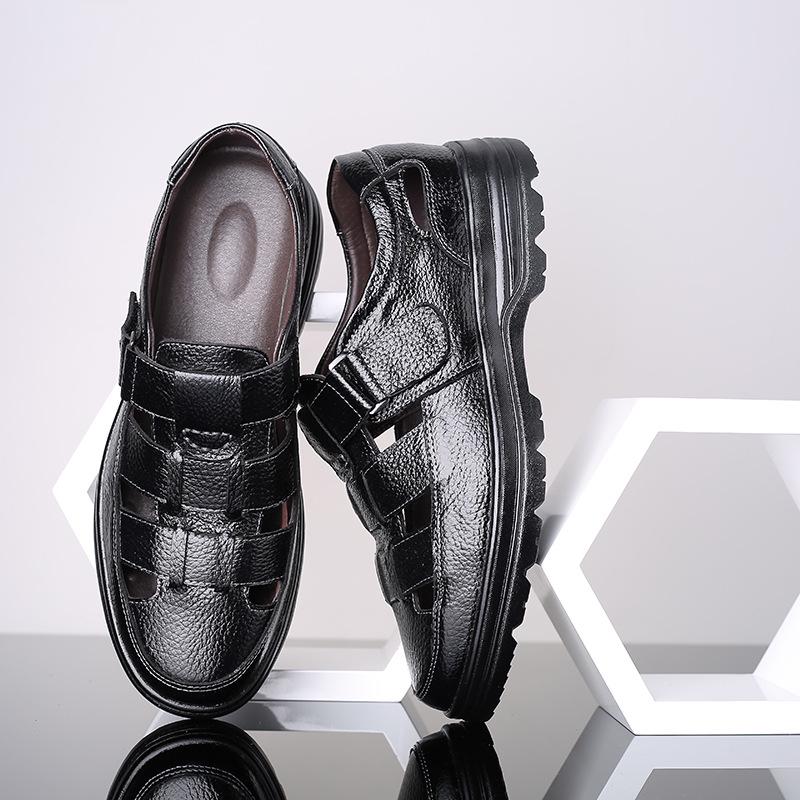 Summer Men's Leather Sandals Breathable High-end Cowhide Leather Shoes Fashionable and Comfortable Non-slip Sandals Men Shoes
