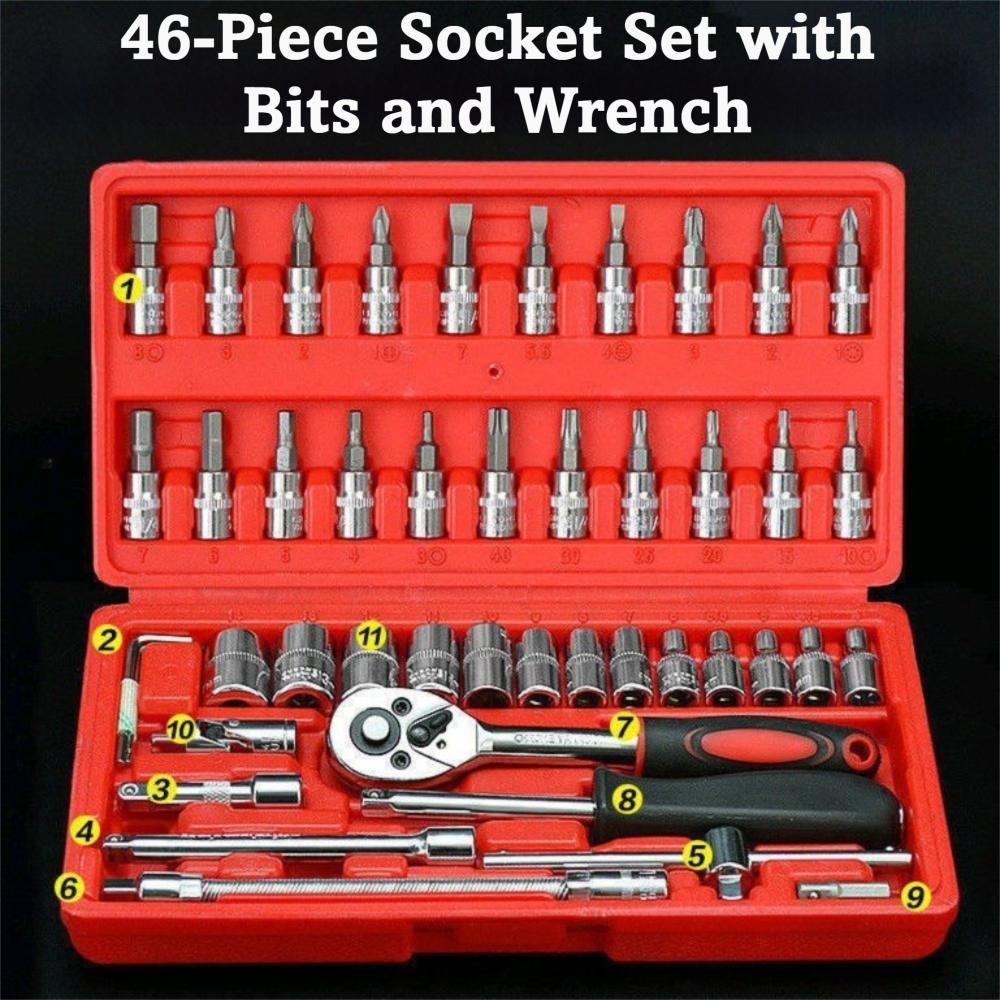 Versatile Socket Ratchet Wrench Kit 1/4-Inch Drive Car Repair Tool Set For Motorcycle Repair