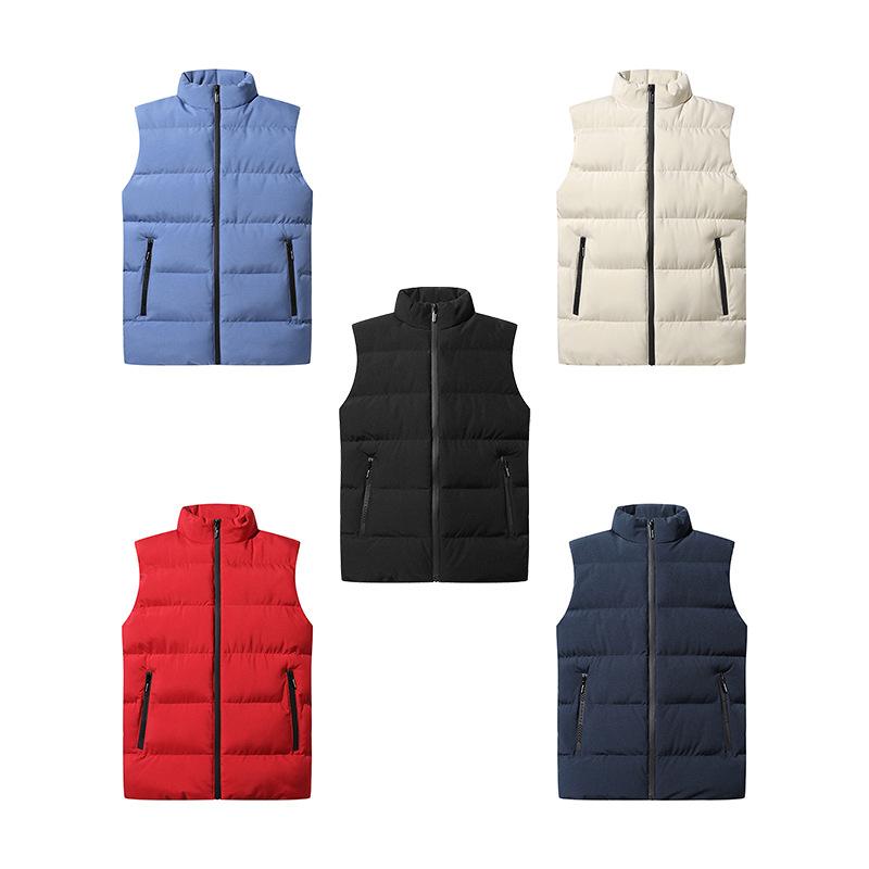 Vestă pufă pentru bărbați, cu guler, iarnă, caldă, ocazională, în aer liber, căptușită, ușoară, fără mâneci.